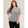 imageEverPretty Womens Classic Short Sleeves V Neck Evening Wedding Top Party Blouses Shirt 02445Grey