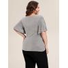 imageEverPretty Womens Classic Short Sleeves V Neck Evening Wedding Top Party Blouses Shirt 02445Grey