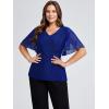 imageEverPretty Womens Classic Short Sleeves V Neck Evening Wedding Top Party Blouses Shirt 02445Sapphire Blue