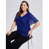imageEverPretty Womens Classic Short Sleeves V Neck Evening Wedding Top Party Blouses Shirt 02445Sapphire Blue
