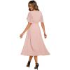 imageEverPretty Womens Round Neck Pleated Short Sleeves Appliques Aline Chiffon Midi Formal Evening Dresses 02961Pink