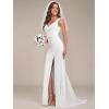 imageEverPretty Womens V Neck Sleeveless Bridal Wedding Dress with Slit Floor Length Mermaid Gown for Bride White 0121BWhite