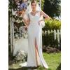 imageEverPretty Womens V Neck Sleeveless Bridal Wedding Dress with Slit Floor Length Mermaid Gown for Bride White 0121BWhite