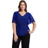 imageEverPretty Womens Classic Short Sleeves V Neck Evening Wedding Top Party Blouses Shirt 02445Sapphire Blue