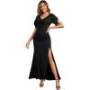 imageEverPretty Womens V Neck Adjustable Zipper Side Slit Short Sleeves Maxi Length Mermaid Formal Dresses with Beaded 02483Black