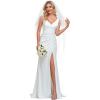imageEverPretty Womens V Neck Sleeveless Bridal Wedding Dress with Slit Floor Length Mermaid Gown for Bride White 0121BWhite