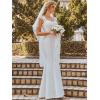 imageEverPretty Womens Elegant Lace Cap Sleeve V Neck Beading Mermaid Wedding Dresses for Bride 00218White