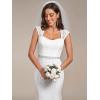 imageEverPretty Womens Elegant Lace Cap Sleeve V Neck Beading Mermaid Wedding Dresses for Bride 00218White