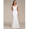 imageEverPretty Womens Elegant Lace Cap Sleeve V Neck Beading Mermaid Wedding Dresses for Bride 00218White