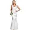 imageEverPretty Womens Elegant Lace Cap Sleeve V Neck Beading Mermaid Wedding Dresses for Bride 00218White