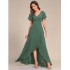 imageEverPretty Womens Double V Neck A Line Ruffle Hem Backless High Low Chiffon Bridesmaid Dresses 01749Eucalyptus Green