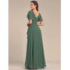 imageEverPretty Womens Double V Neck A Line Ruffle Hem Backless High Low Chiffon Bridesmaid Dresses 01749Eucalyptus Green