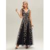 imageEverPretty Womens Sexy Sleeveless VNeck Evening Gowns Empire Waist Sequin Embroidery Formal DressBlack Gold