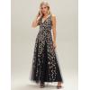 imageEverPretty Womens Sexy Sleeveless VNeck Evening Gowns Empire Waist Sequin Embroidery Formal DressBlack Gold