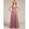 imageEverPretty Womens Sexy Sleeveless VNeck Evening Gowns Empire Waist Sequin Embroidery Formal DressOrchid