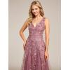 imageEverPretty Womens Sexy Sleeveless VNeck Evening Gowns Empire Waist Sequin Embroidery Formal DressOrchid