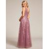 imageEverPretty Womens Sexy Sleeveless VNeck Evening Gowns Empire Waist Sequin Embroidery Formal DressOrchid