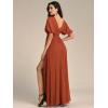imageEverPretty Womens Sexy V Neck Front Slit A Line Short Sleeves Chiffon Formal Evening Dresses 01385Burnt Orange