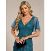 imageEverPretty Womens Shimmery Formal Dress V Neck Sequins ALine Side Slit Elegant Long Evening Dresses 02083Teal