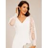 imageEverPretty Womens Elegant V Neck Floral Sheer Long Sleeves Slit Chiffon Maxi Evening Dresses 02251White