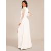 imageEverPretty Womens Elegant V Neck Floral Sheer Long Sleeves Slit Chiffon Maxi Evening Dresses 02251White