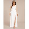 imageEverPretty Womens Elegant V Neck Floral Sheer Long Sleeves Slit Chiffon Maxi Evening Dresses 02251White