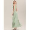 imageEverPretty Womens Elegant VNeck Ruched Draped Split Sleeveless Chiffon A Line Maxi Bridesmaid Dresses 00096Mint Green