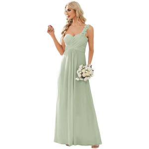 imageEverPretty Womens Sexy Chiffon One Shoulder Sweetheart Floor Length Pleated Wedding Geust Summer Formal Dresses 09768Mint Green