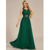 imageEverPretty Womens Crew Neck Sleeveless A Line Hollow Out Sequin Maxi Fromal Dress 01955Deep Green