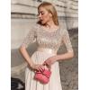 imageEverPretty Womens Elegant A Line Crew Neck Half Sleeve Sequin Evening Dress 00683Blush