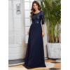 imageEverPretty Womens Elegant A Line Crew Neck Half Sleeve Sequin Evening Dress 00683Navy Blue