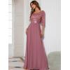 imageEverPretty Womens Elegant A Line Crew Neck Half Sleeve Sequin Evening Dress 00683Purple Orchid