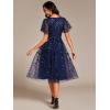imageEverPretty Womens Elegant A Line Embroidery Short Sleeves Midi Sequin Formal Cocktail Wedding Guest Dress 02230Navyblue