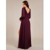 imageEverPretty Womens Elegant Double V Neck HollowedOut Long Sleeves High Waist Split Chiffon Formal Dress 80116Mulberry