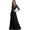 imageEverPretty Womens Elegant A Line Crew Neck Half Sleeve Sequin Evening Dress 00683Black