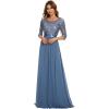 imageEverPretty Womens Elegant A Line Crew Neck Half Sleeve Sequin Evening Dress 00683Dusty Navy
