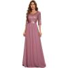 imageEverPretty Womens Elegant A Line Crew Neck Half Sleeve Sequin Evening Dress 00683Purple Orchid