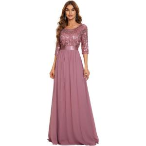 imageEverPretty Womens Elegant A Line Crew Neck Half Sleeve Sequin Evening Dress 00683Purple Orchid