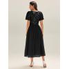 imageEverPretty Womens Classic Round Neck Sequin Tulle Short Sleeves Midi Semi Formal Dresses 02549Black
