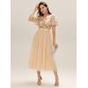 imageEverPretty Womens Classic Round Neck Sequin Tulle Short Sleeves Midi Semi Formal Dresses 02549Gold