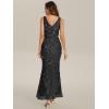 imageEverPretty Womens Sequin Embroidered V Neck Slit Sleeveless Bodycon Maxi Evening Gown 02548Black