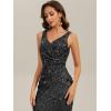 imageEverPretty Womens Sequin Embroidered V Neck Slit Sleeveless Bodycon Maxi Evening Gown 02548Black