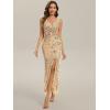 imageEverPretty Womens Sequin Embroidered V Neck Slit Sleeveless Bodycon Maxi Evening Gown 02548Gold