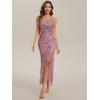 imageEverPretty Womens Sequin Embroidered V Neck Slit Sleeveless Bodycon Maxi Evening Gown 02548Orchid