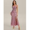 imageEverPretty Womens Sequin Embroidered V Neck Slit Sleeveless Bodycon Maxi Evening Gown 02548Orchid