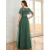 imageEverPretty Womens Formal Dresses Crew Neck Sequin Ruffle Sleeve Empire Waist Beaded Long Evening Dresses 00904Eucalyptus Green