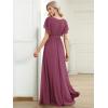 imageEverPretty Womens Bridesmaid Dress VNeck Ruffle Sleeves Ruched Bust Floor Length Chiffon Formal Dresses 0164ADamson