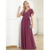 imageEverPretty Womens Bridesmaid Dress VNeck Ruffle Sleeves Ruched Bust Floor Length Chiffon Formal Dresses 0164ADamson