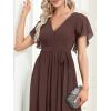 imageEverPretty Womens Bridesmaid Dress VNeck Ruffle Sleeves Ruched Bust Floor Length Chiffon Formal Dresses 0164AEspresso