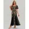 imageEverPretty Womens Elegant Mermaid V Neck Short Sleeves Sequin Formal Evening Dress 02547Black Gold